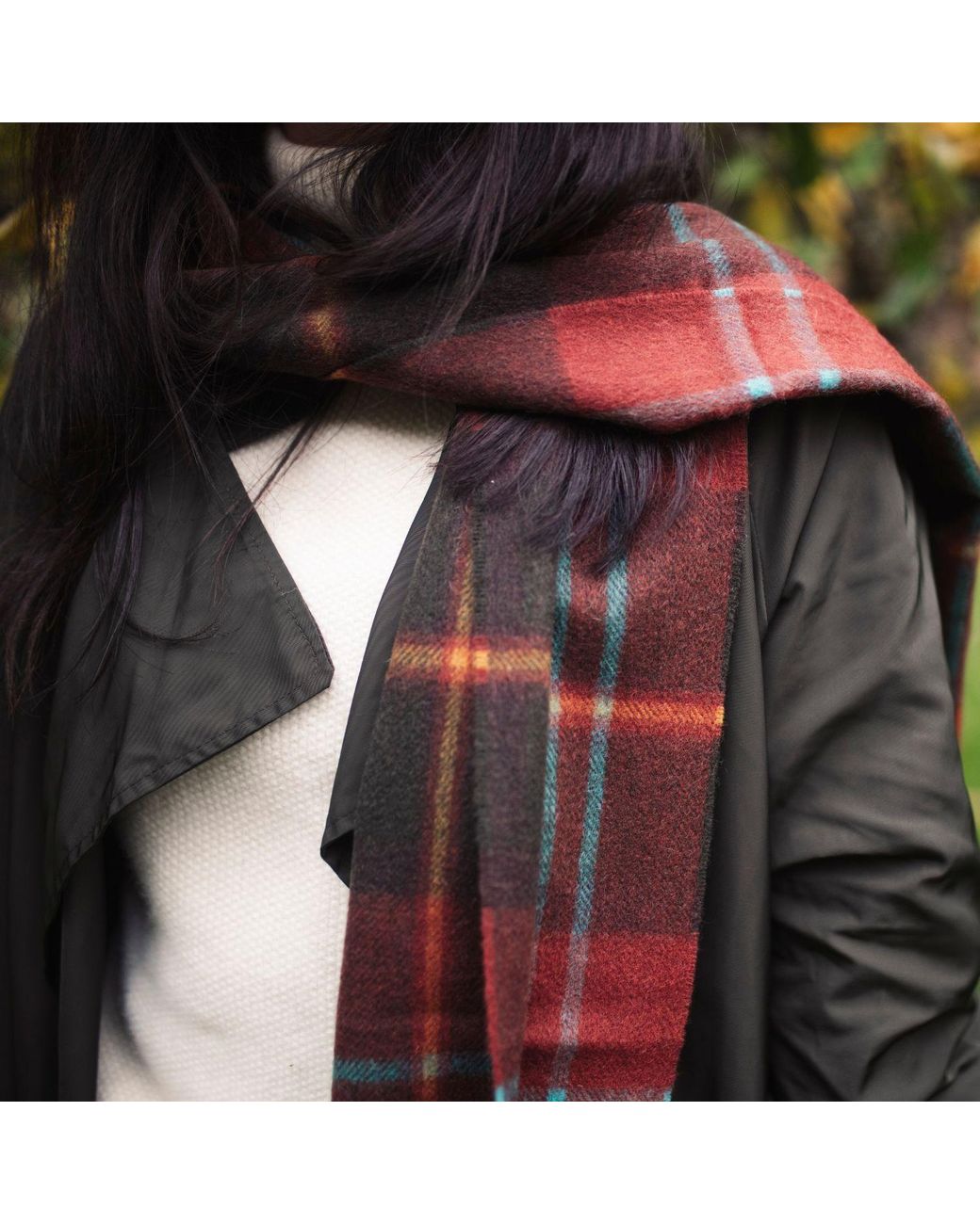 Kinalba Red Oban Alba Loden Cashmere Scarf for men