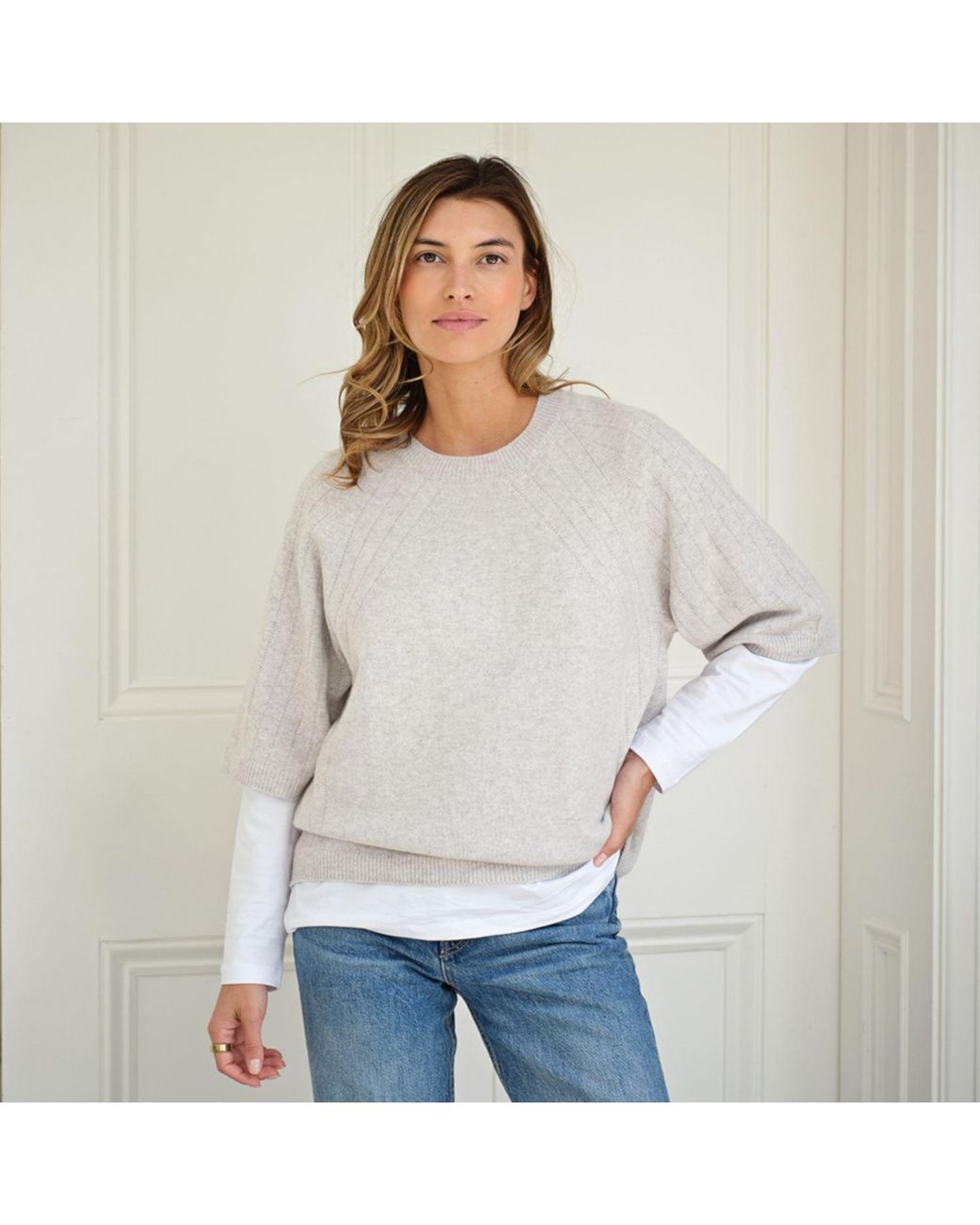 Cove Natural Brooke Boxy Short Sleeve Top