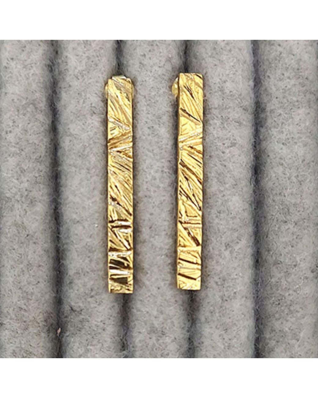 Edge Only Metallic Rugged Bar Earrings 18Ct Vermeil