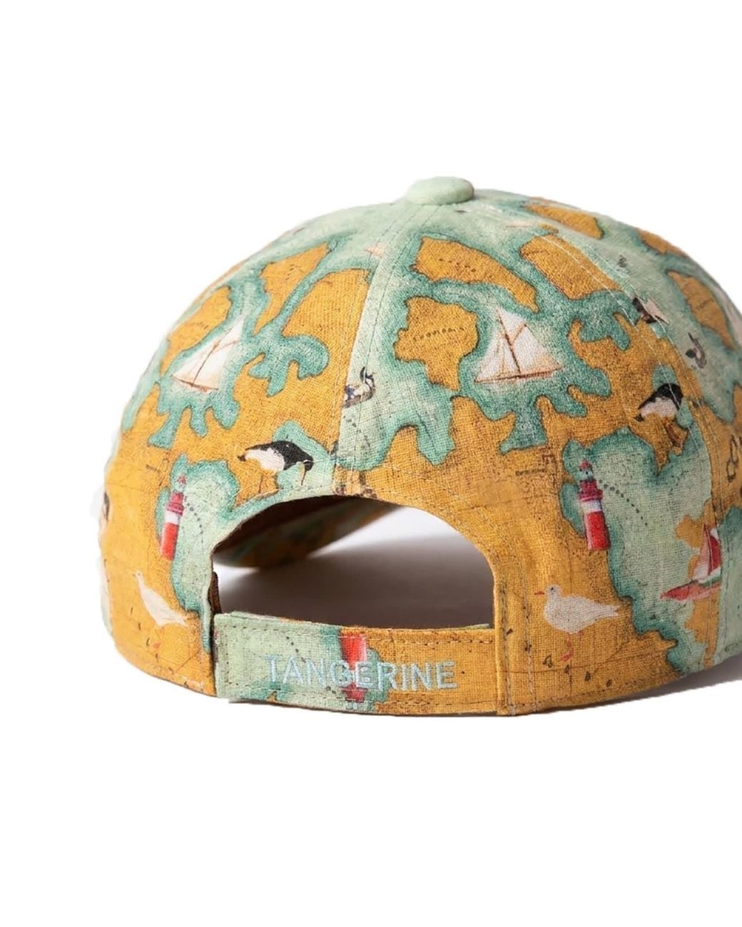 Maison Tangerine Green Linen Baseball Hat Coastal Map Print for men