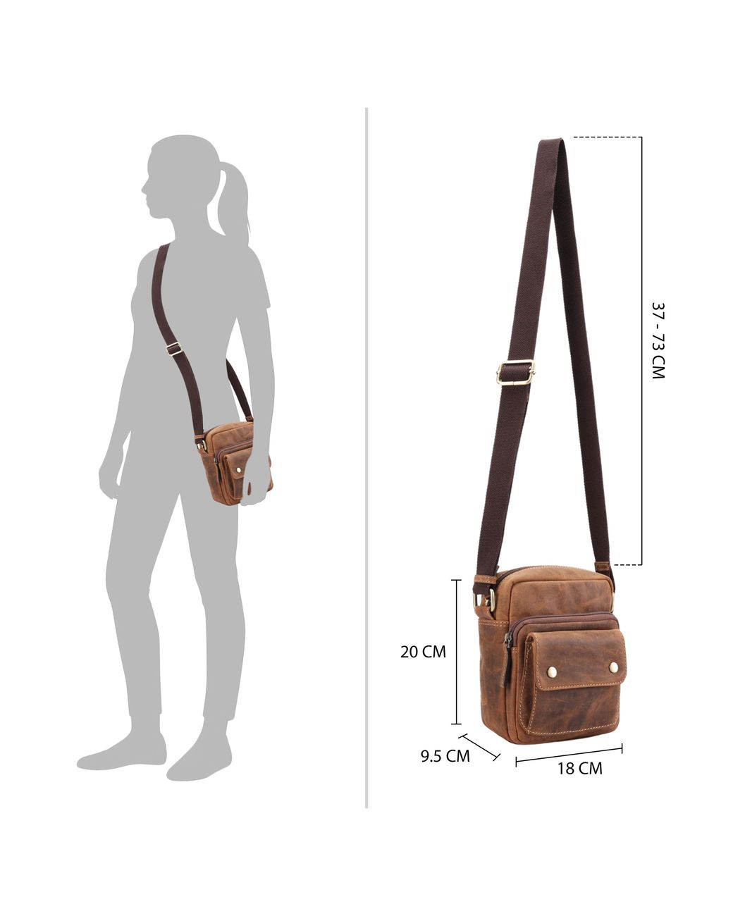 Lloyd Baker Brown Benson Distressed Leather Crossbody Bag for men
