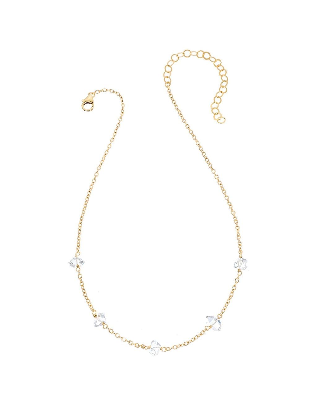 Heather Hawkins Jewelry Metallic Five Crystal Choker Necklace