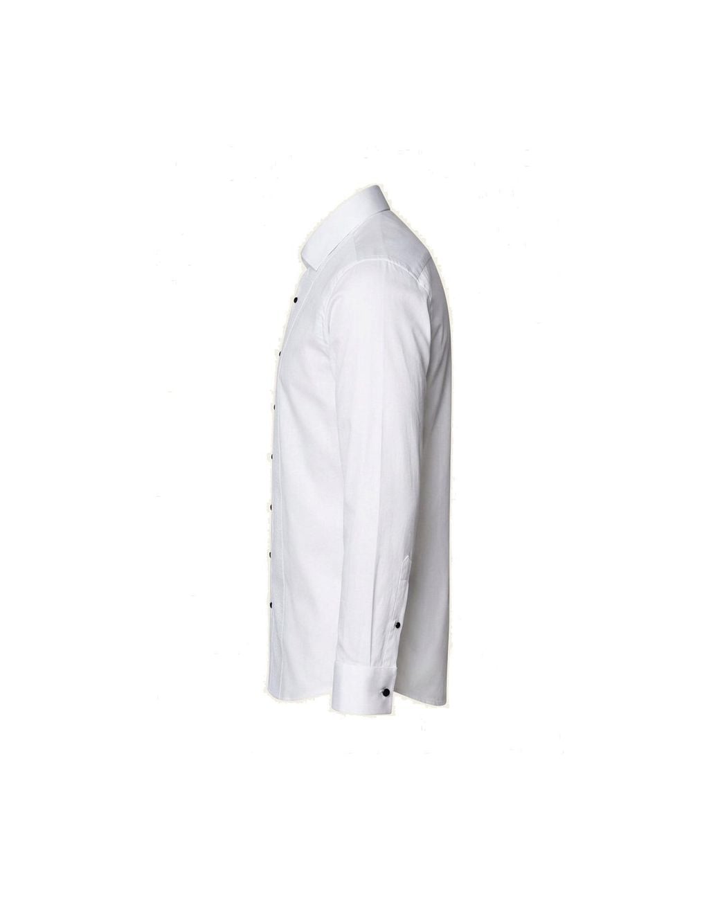 Ron Tomson White Lurex Paneled Spread Collar Shirt for men