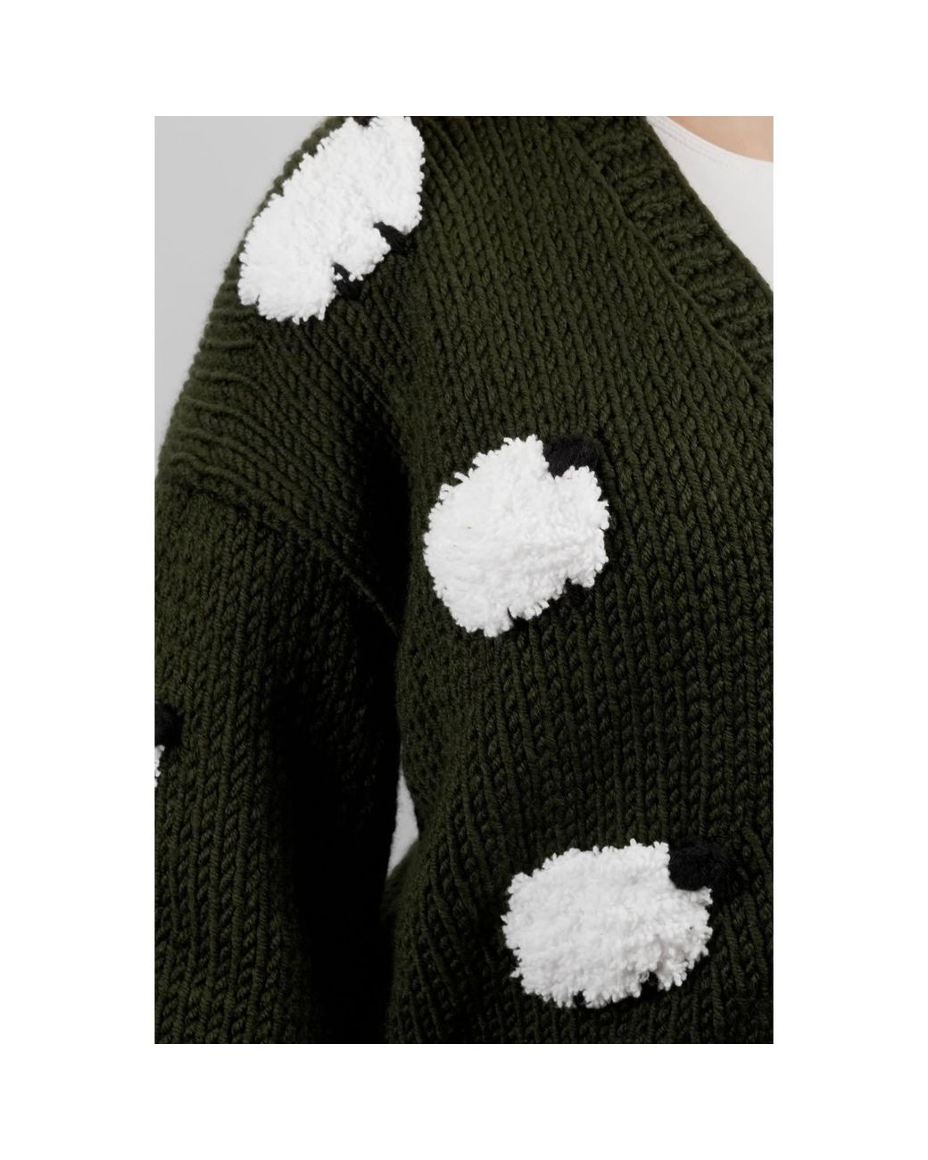 Ana Chic Black Sheep Motif Handmade Knitted Cardigan