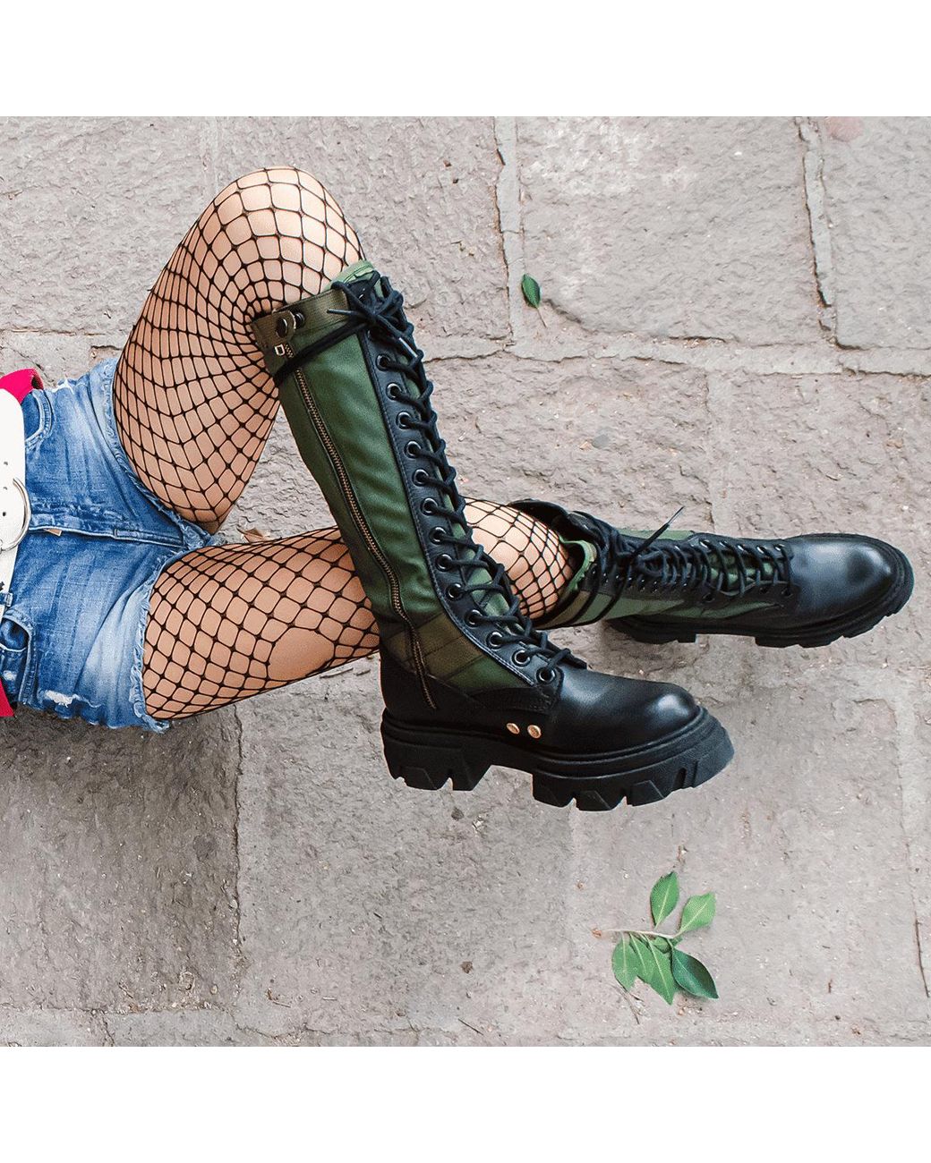 Urbnkicks Green Jungle Tall Knee- High Boots