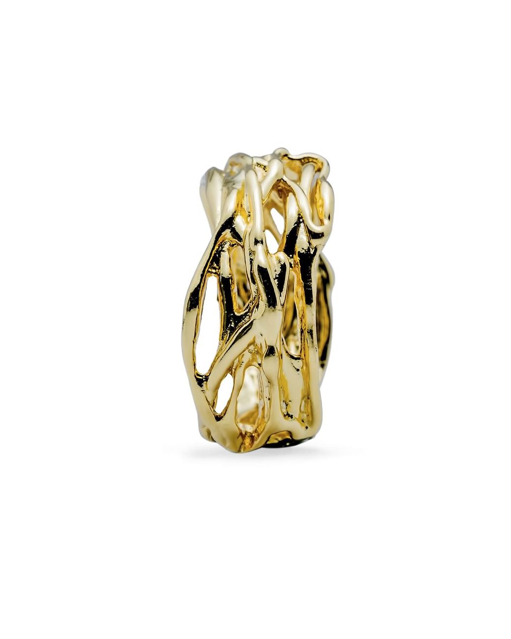 Mercela Metallic Woven Statement Ring – Chunky Textured Nature Inspired Ring Gift For Her