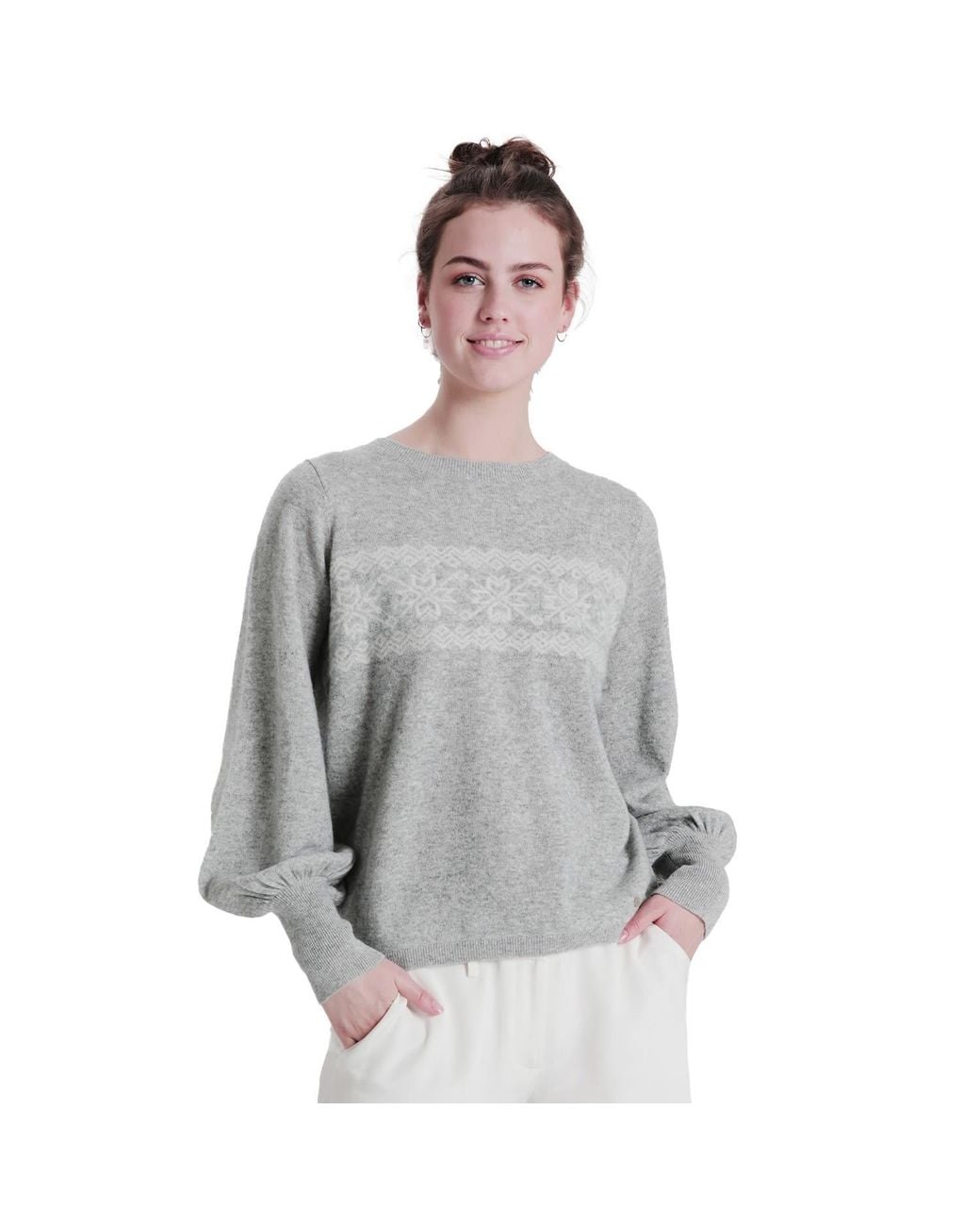 tirillm Gray Astrid Pattern Knitted Cashmere Pullover