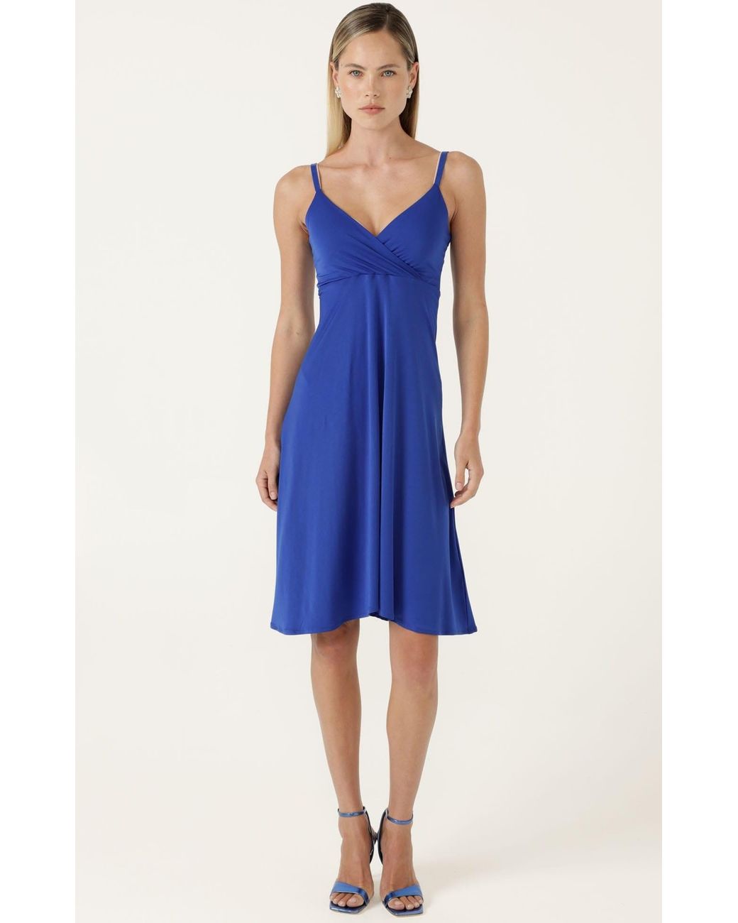 SACHA DRAKE Blue Elspeth Silk Rayon Wrap Midi Dress
