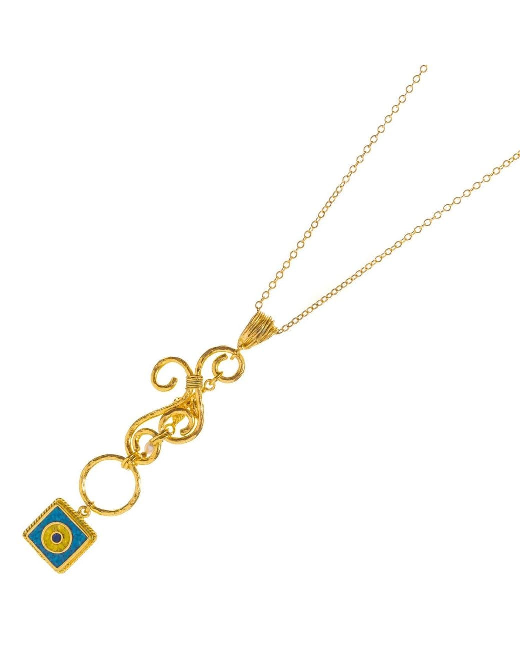 Ebru Jewelry Metallic Mystic Evil Eye Mosaic Long Pendant Necklace
