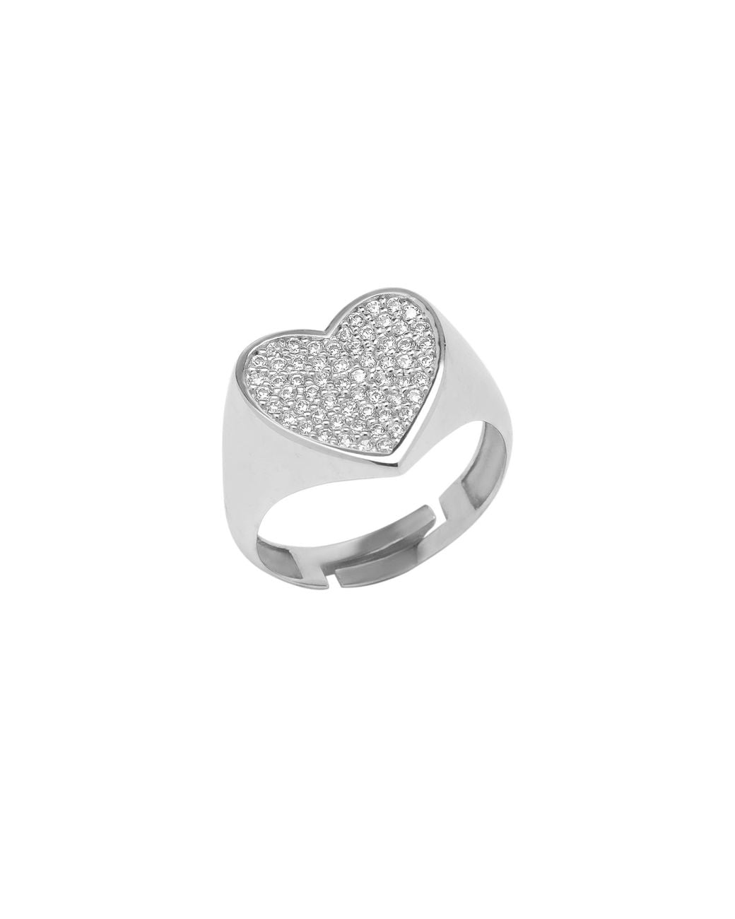 Spero London Metallic Sterling Pave Heart Signet Ring