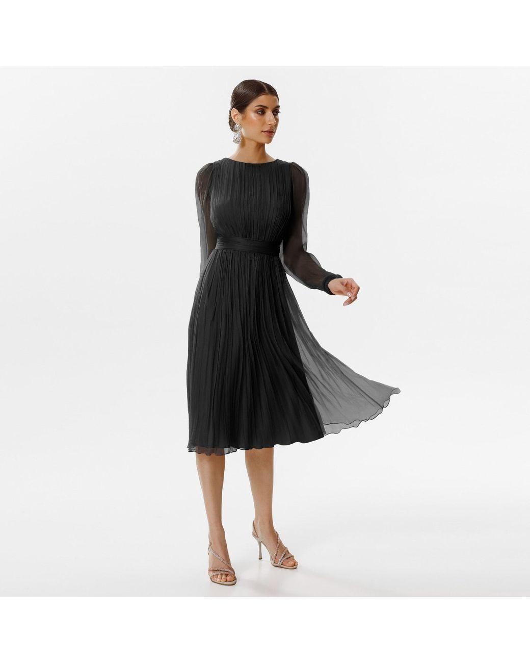 black midi dress winter Winter Special Midnight Black 2 PC Premium Woollen Midi Dress For Women S main image 1