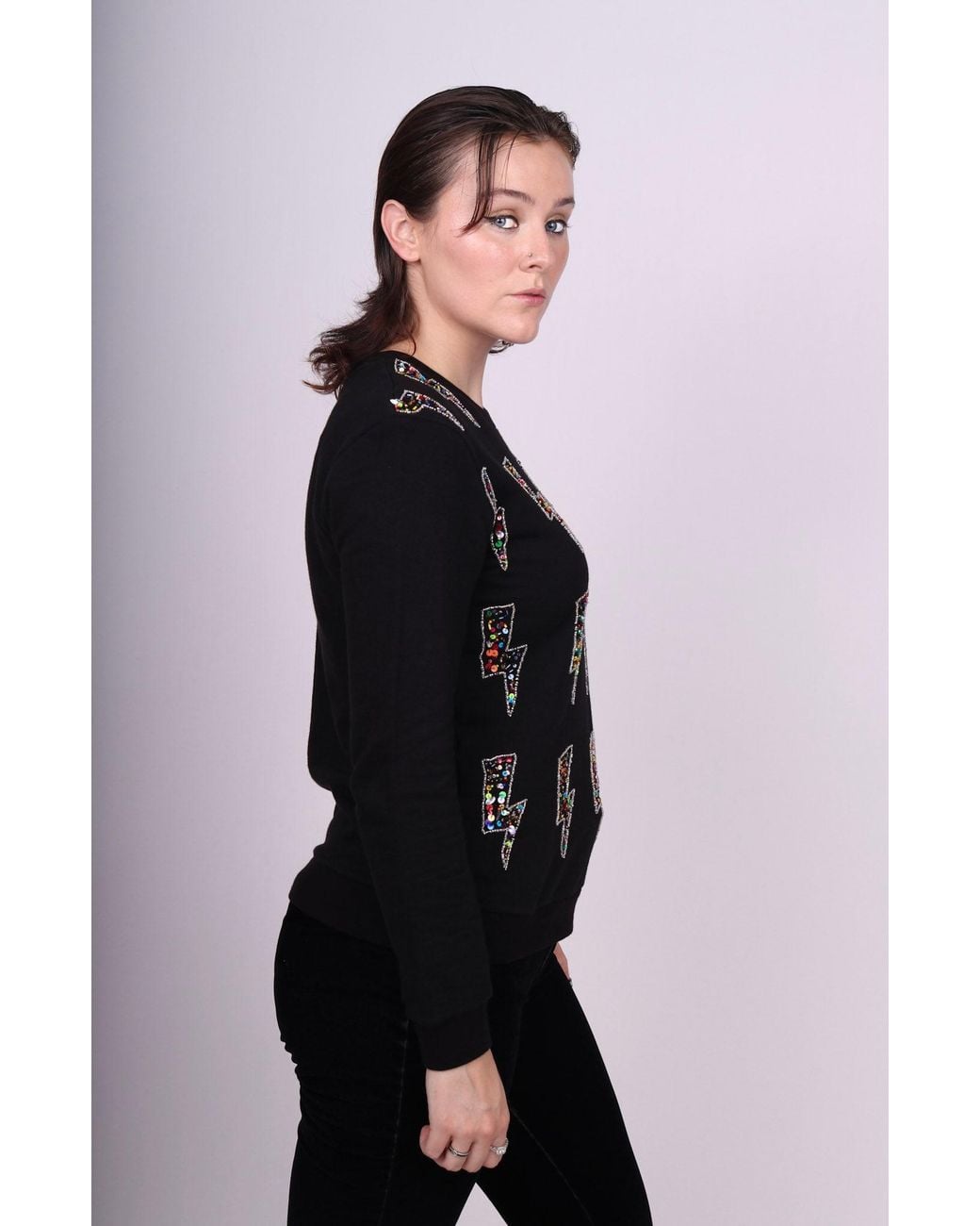 Any Old Iron Black Beaded Electric Lightning Sweatshirt for men