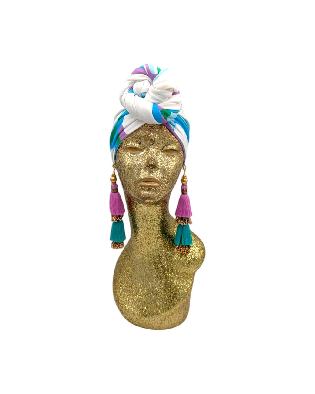 Julia Clancey Blue Azure Link Grande Organic Didi Dorado Reversible Turban