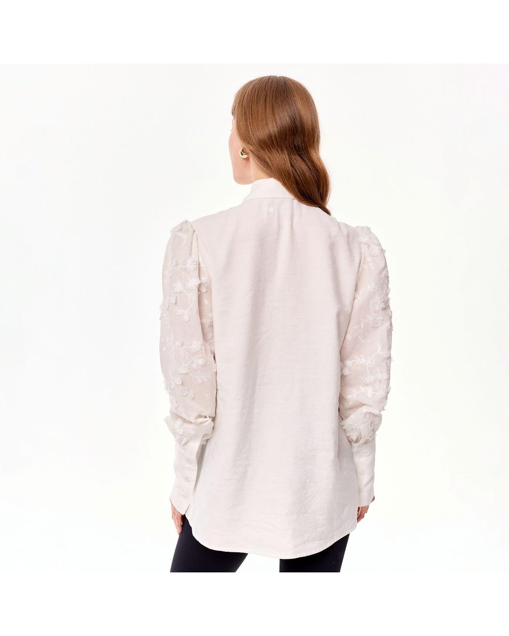 Mandragora White Cotton Ecru Shirt With Embroidered Sleeves – Madden