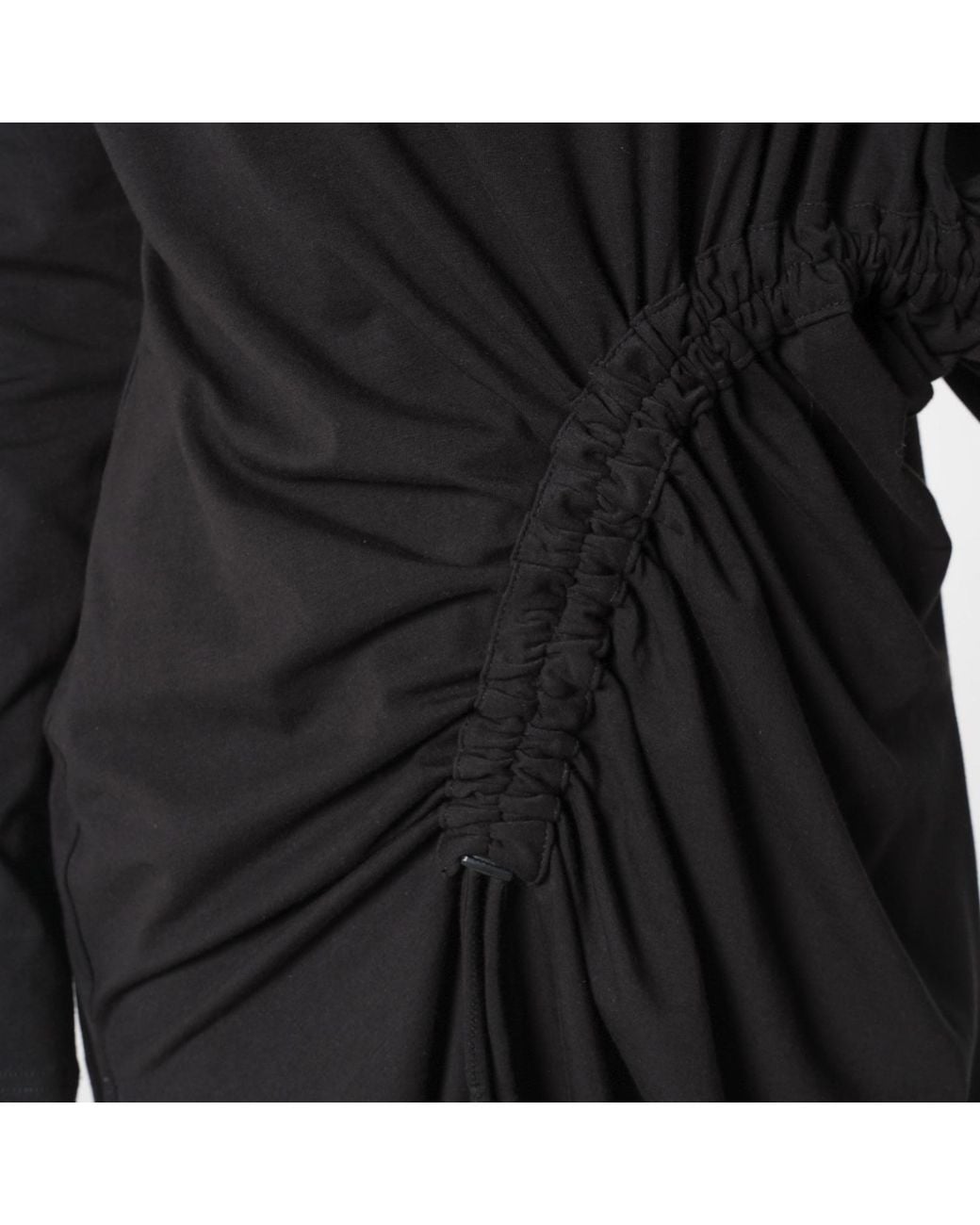 Metamorph Black Neutrals Asymmetric Cotton Tunic With Adjustable Drawstring Details
