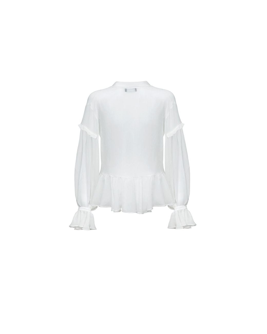 Audrey Vallens White Miss Av Chiffon Ruffle Shirt