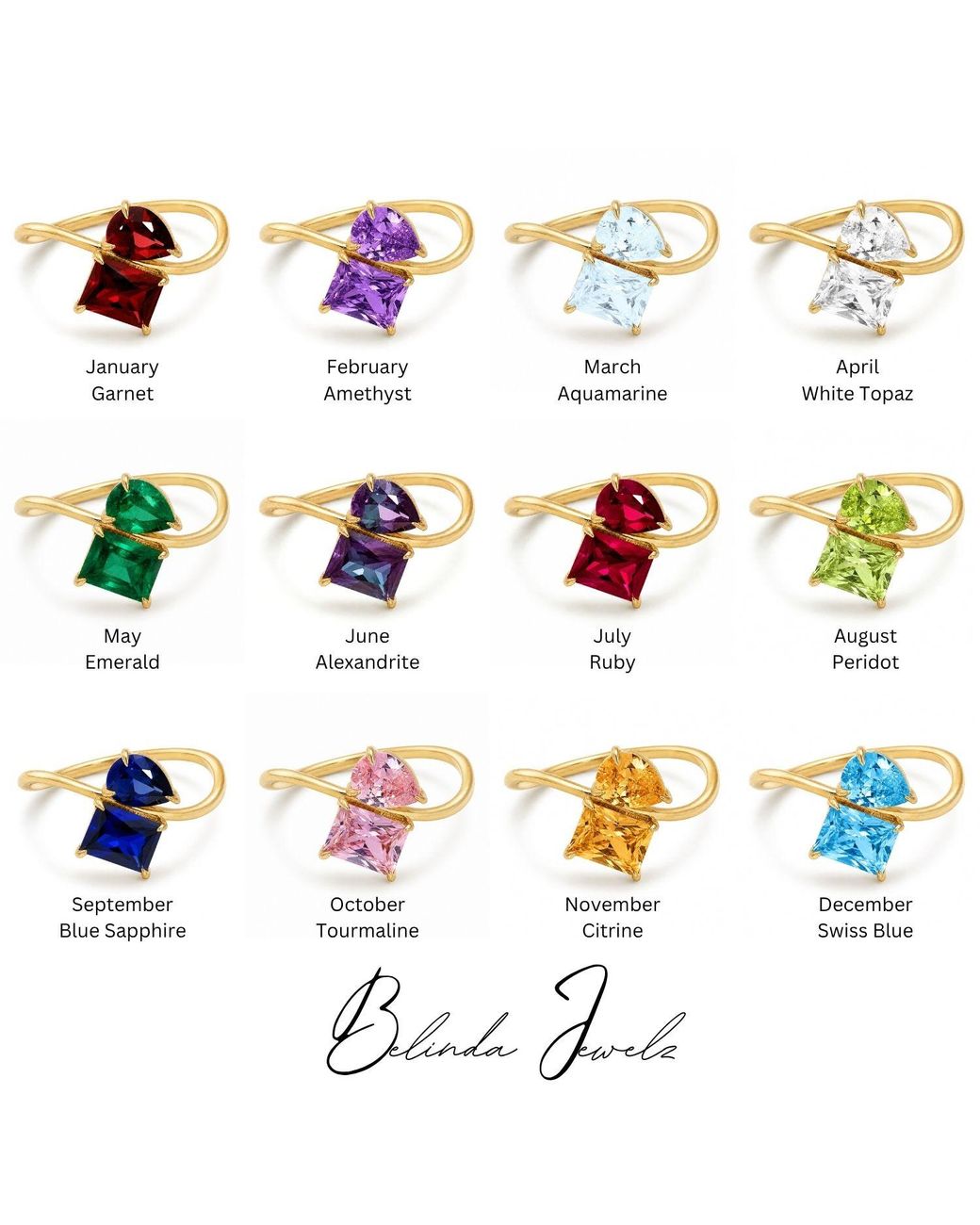 Belinda Jewelz Red Ruby Wavy Toi Et Moi Birthstone Ring