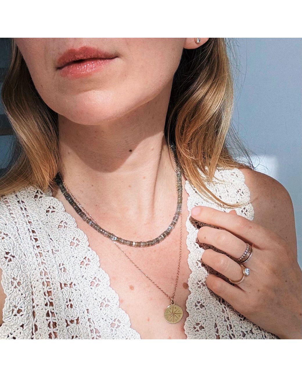 Herself Collections Metallic 14K Labradorite Necklace