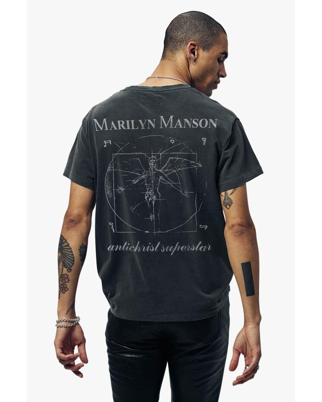 Other Uk Black Marilyn Manson Angel With The Scabbed Wings Vintage T-Shirt for men
