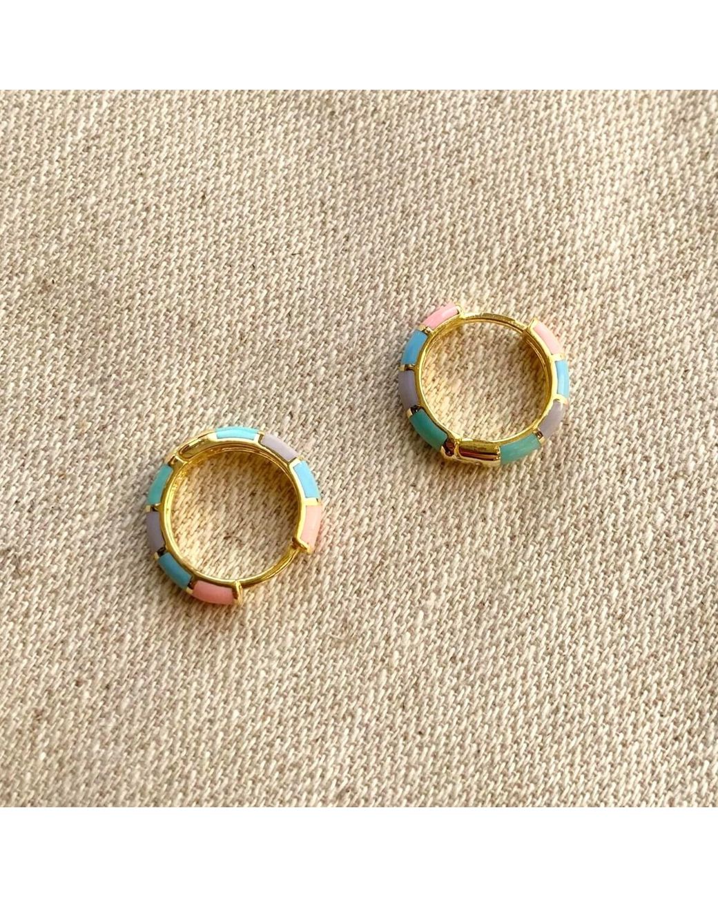 Spero London Black Enamel Sterling Hoop Earring