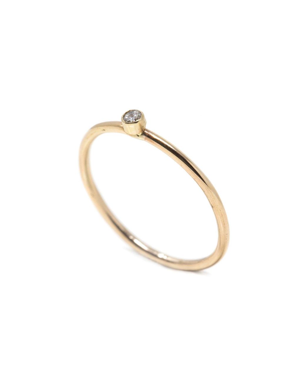 NASI SILVER Metallic Slim Single Stone Ring- Diamond