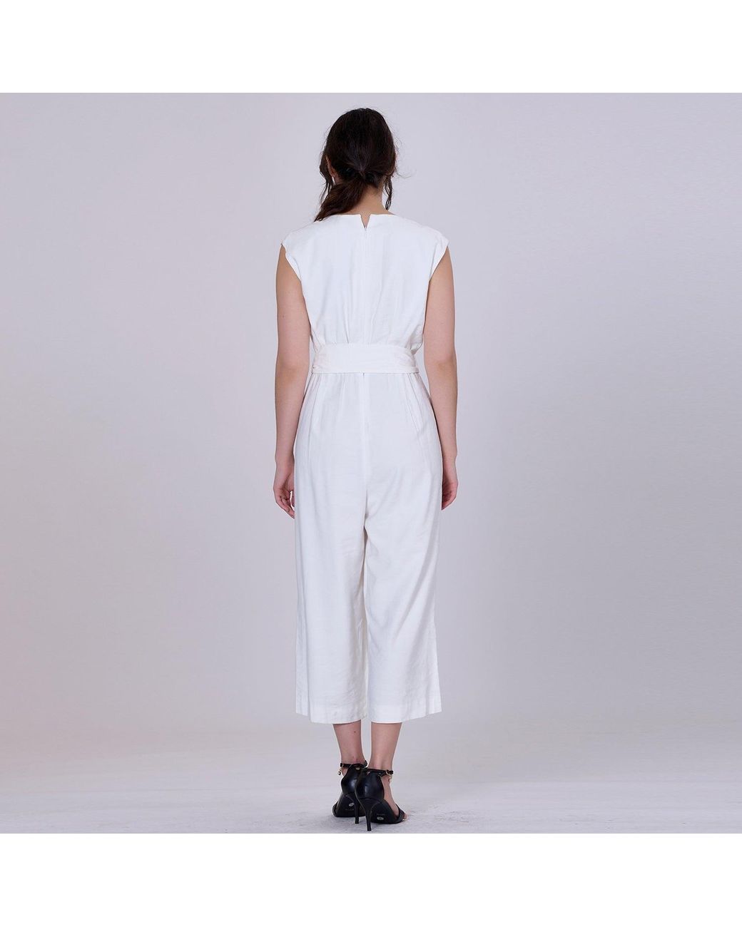 Smart and Joy Gray V-Neckline Patch Pocket Jumpsuit