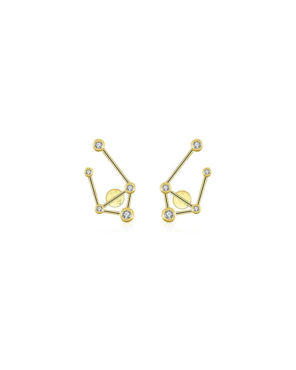 Genevieve Collection Metallic Libra Zodiac Constellation Earring 18K & Diamond
