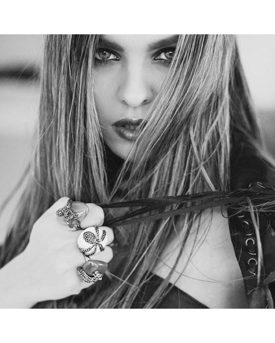 Bellus Domina Black Sterling Agate Umbra Starfish Cocktail Ring