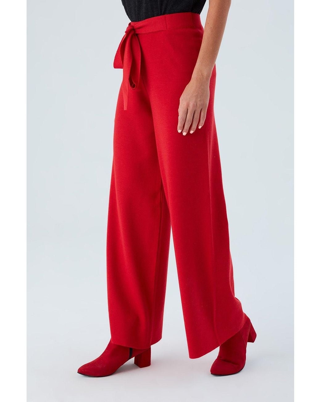 Peraluna Red Bell Bottom Knit Trousers