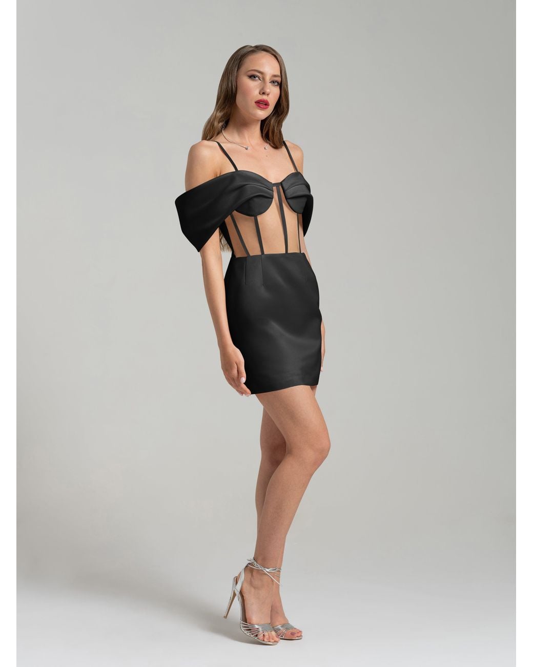 Tia Dorraine Black Belle Of The Ball Satin Mini Dress