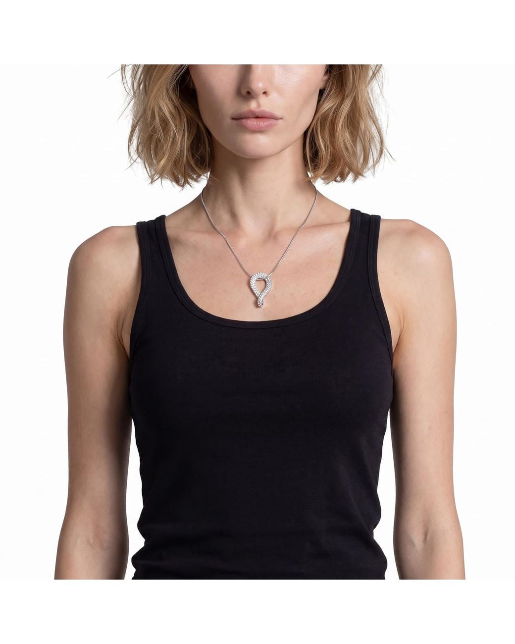 Modenaire Metallic Clear Crystal Infinity Teardrop Pendant Necklace