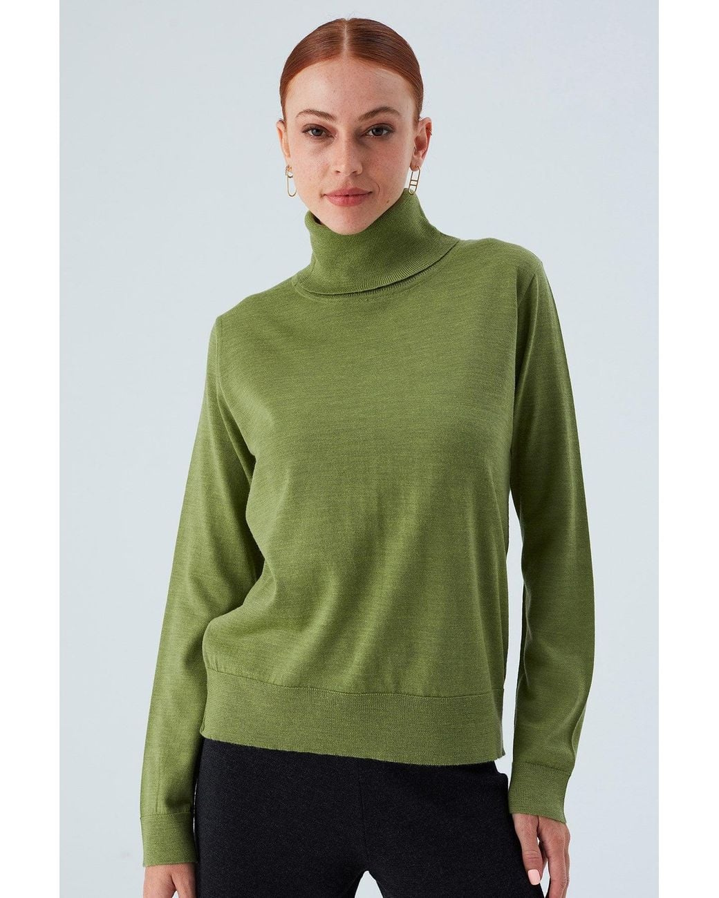 Peraluna Green Valeria Fine Turtleneck Pullover
