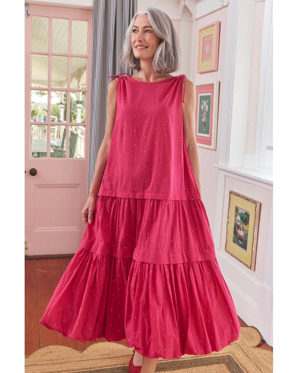 Adrift Clothing Pink Millie Reversible Bubble Hem Dress