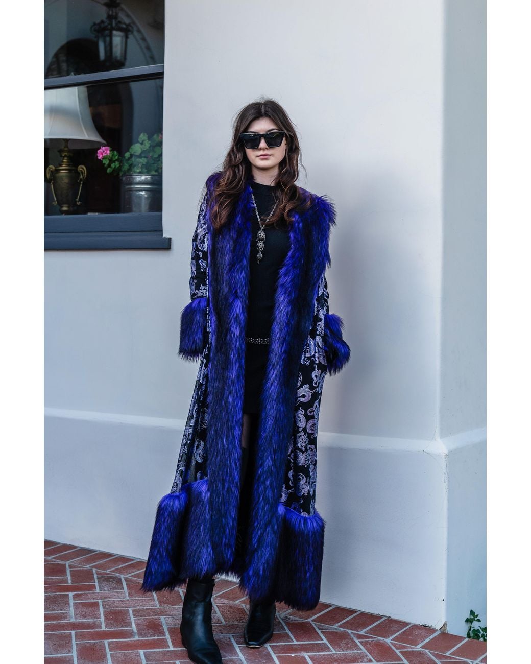 Jennafer Grace Blue Penny Deluxe Nymeria Plum Faux Fur Coat