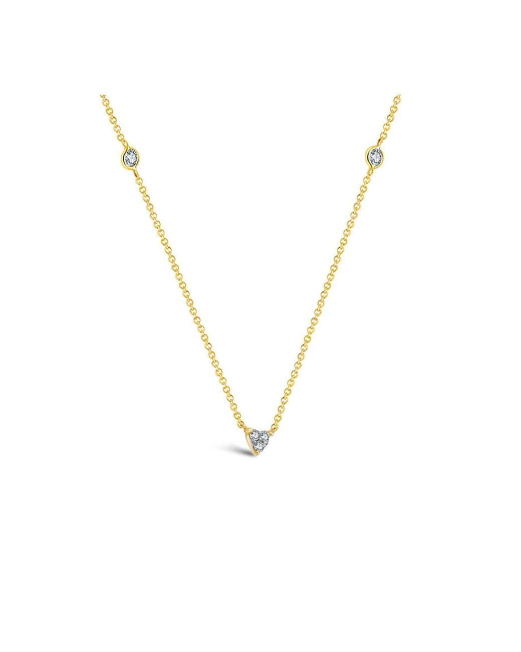 Genevieve Collection Metallic 18k Yellow Gold Trianlgle Shape Diamond Necklace / Choker