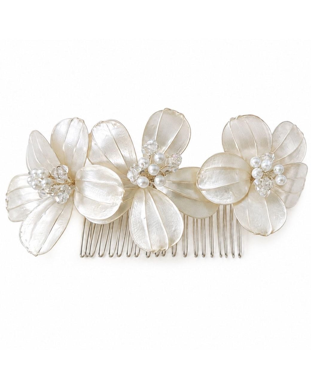 Nuvv Collection White Handmade Mother Of Pearl Floral Hair Accessory