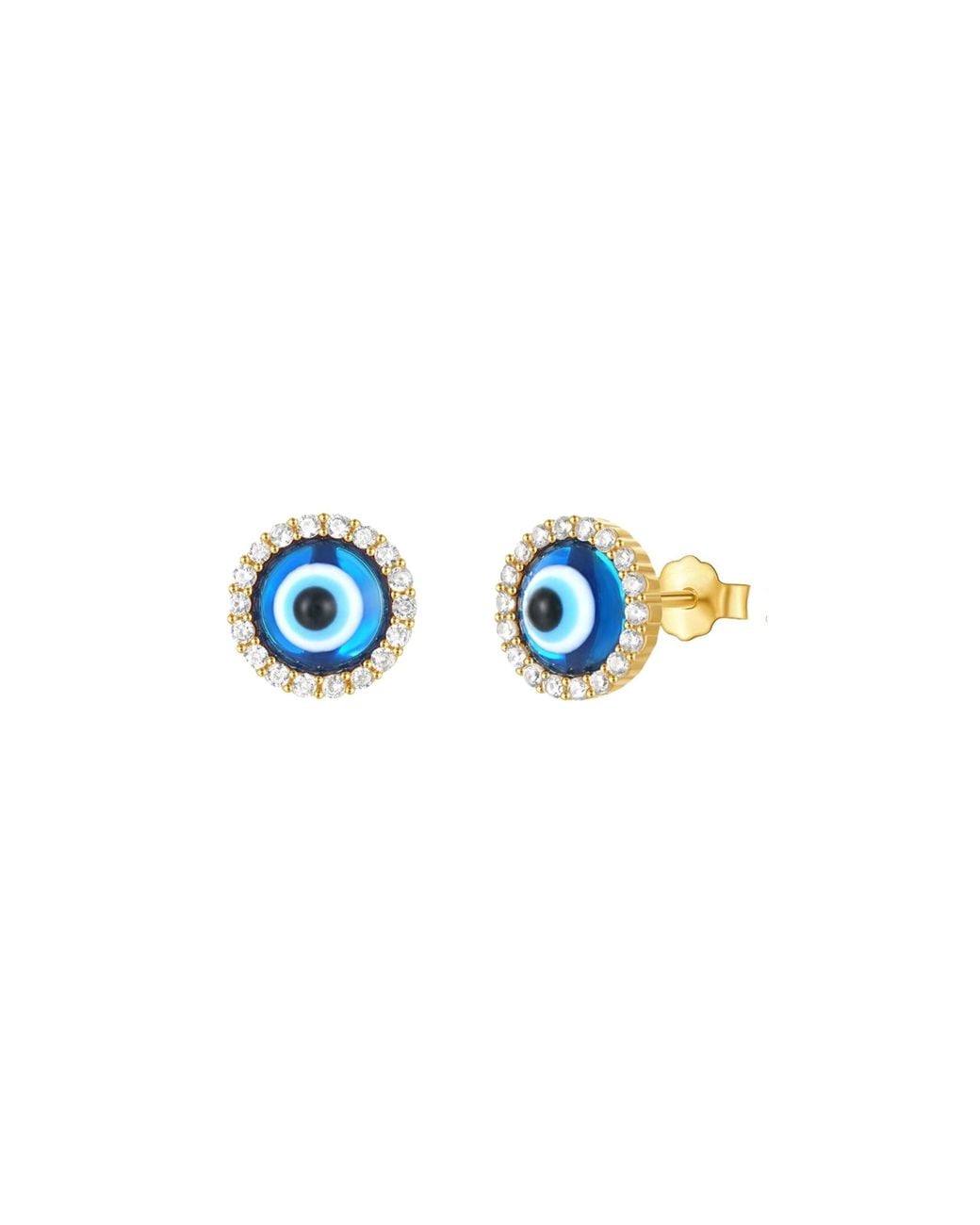 Spero London Blue Halo Real Evil Eye Sterling Earrings