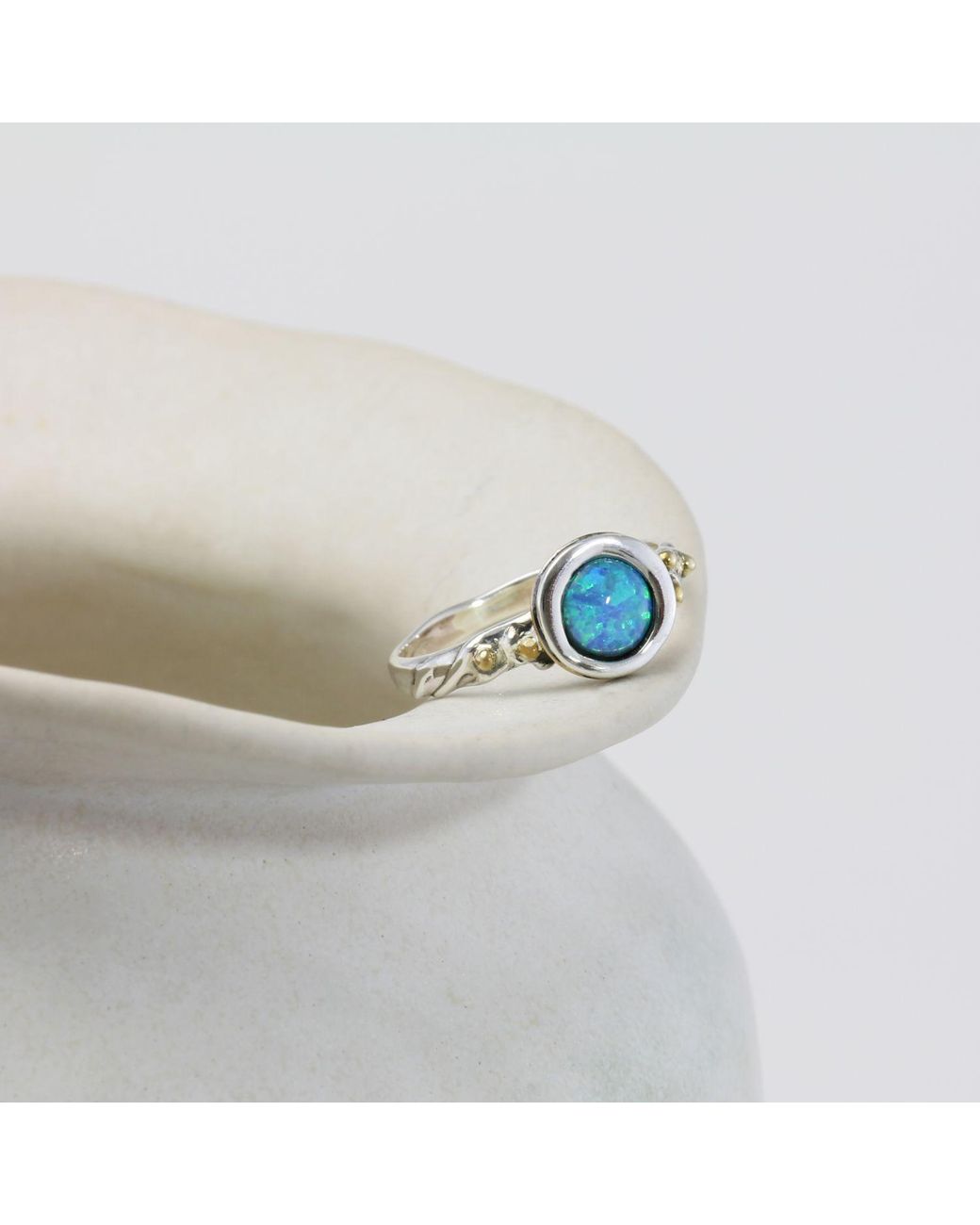 Isla Silver Blue Handmade Opulent Opal Ring