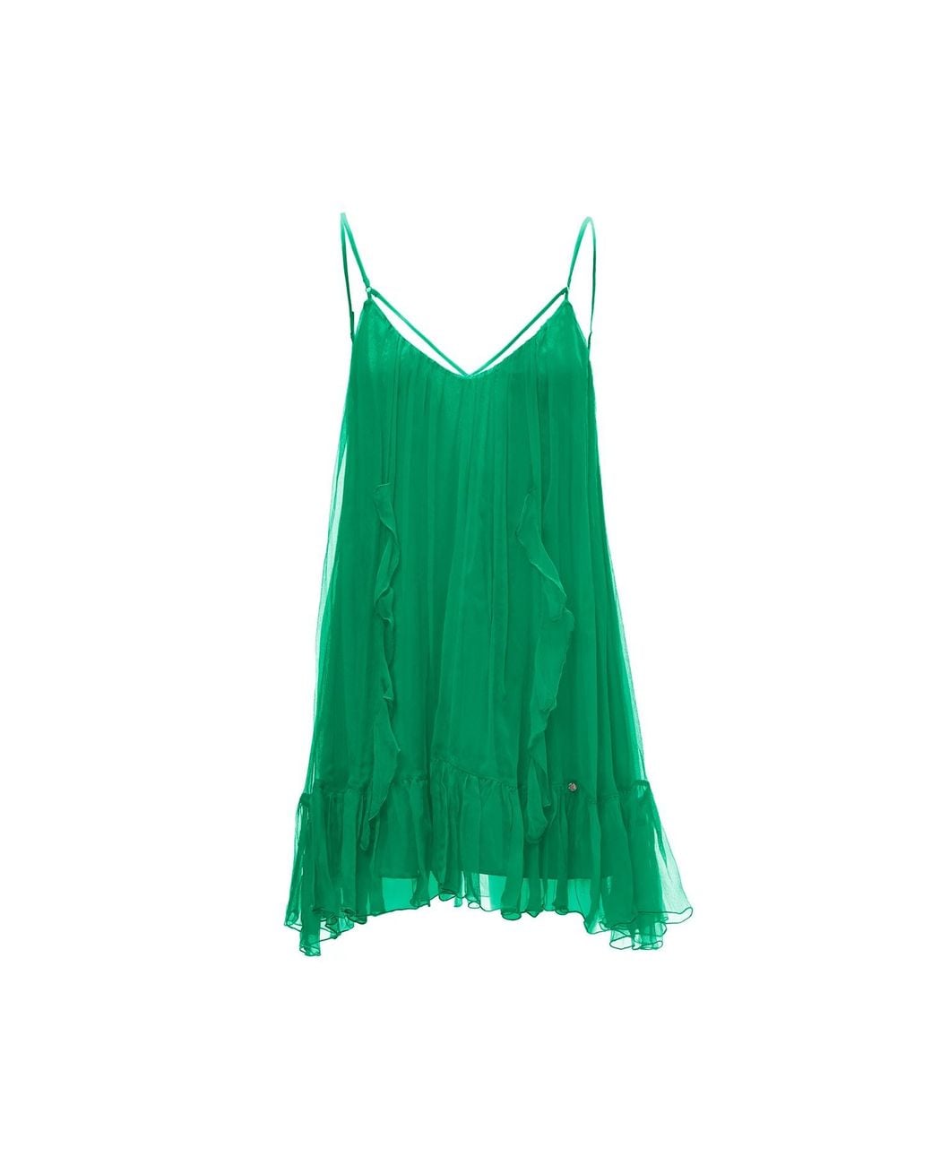 Nissa Green Backless Silk Mini Dress