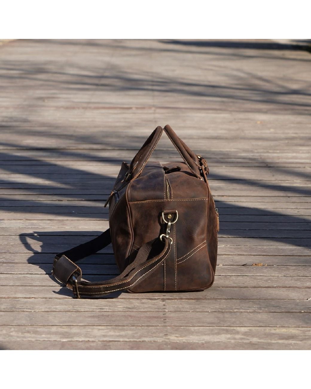 Touri Black Genuine Leather Over Night Weekender Bag