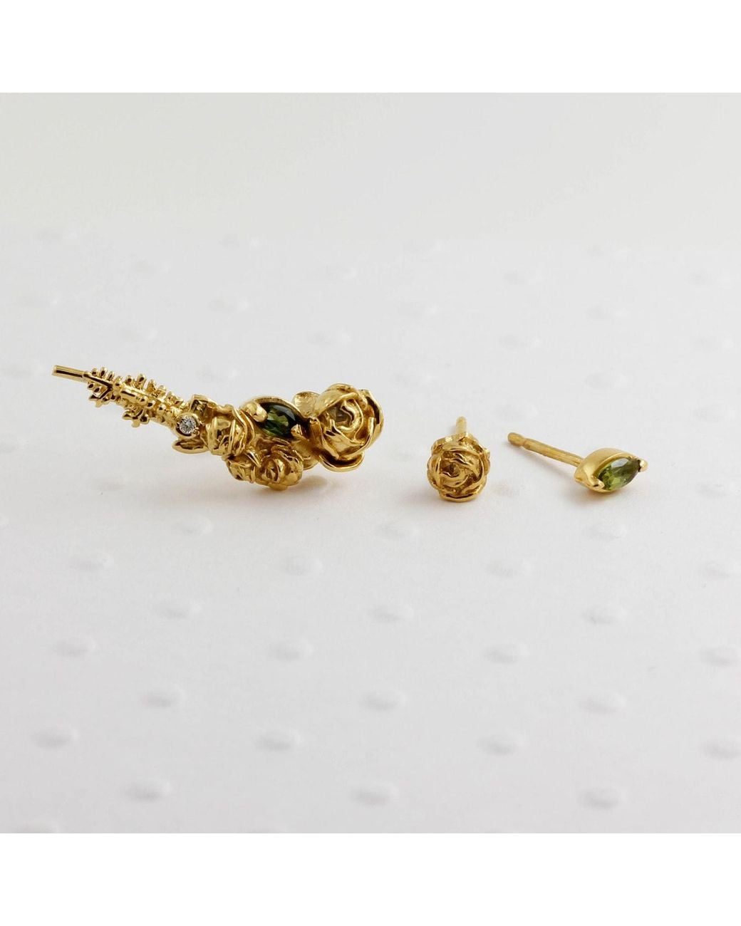 Lee Renee Metallic Three Earrings Set Rose Gold Roses & Tourmalines
