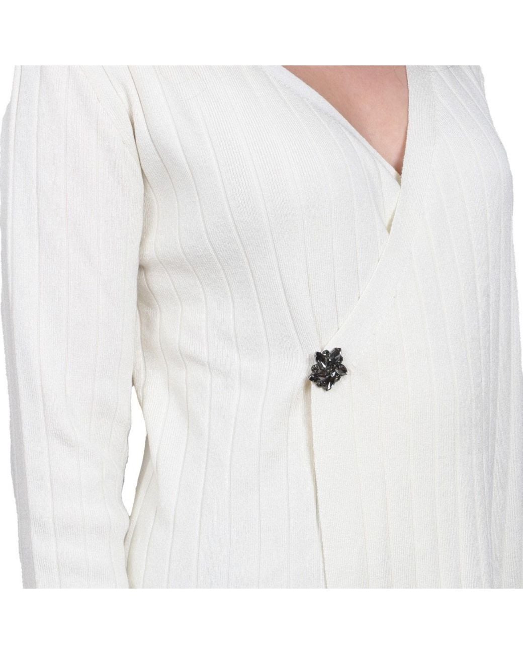 Nuvv Collection White Ivory Ribbed Wrap Knit Sweater
