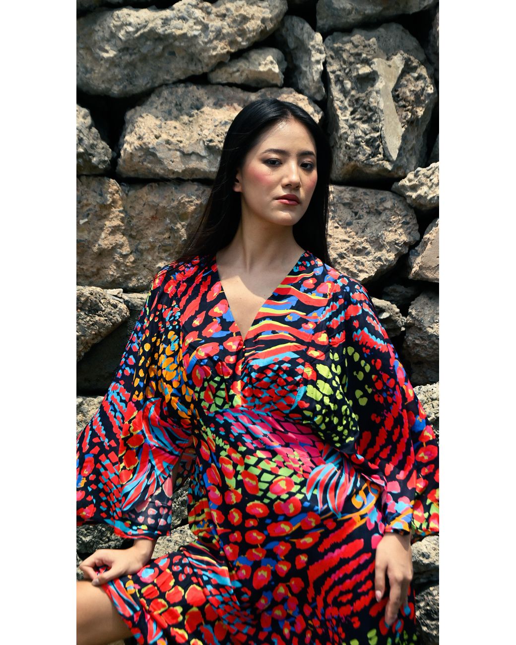 Any Old Iron Red Neon Animal Kyoto Dress