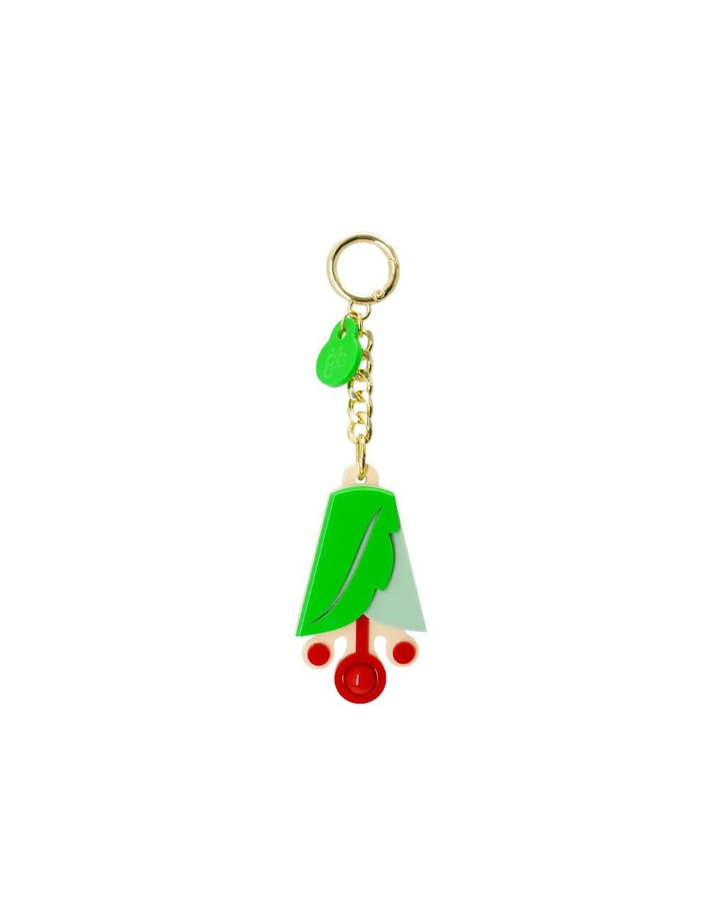 Gissa Bicalho Green Handmade Acrylic Keychain Hibiscus Pale Glass