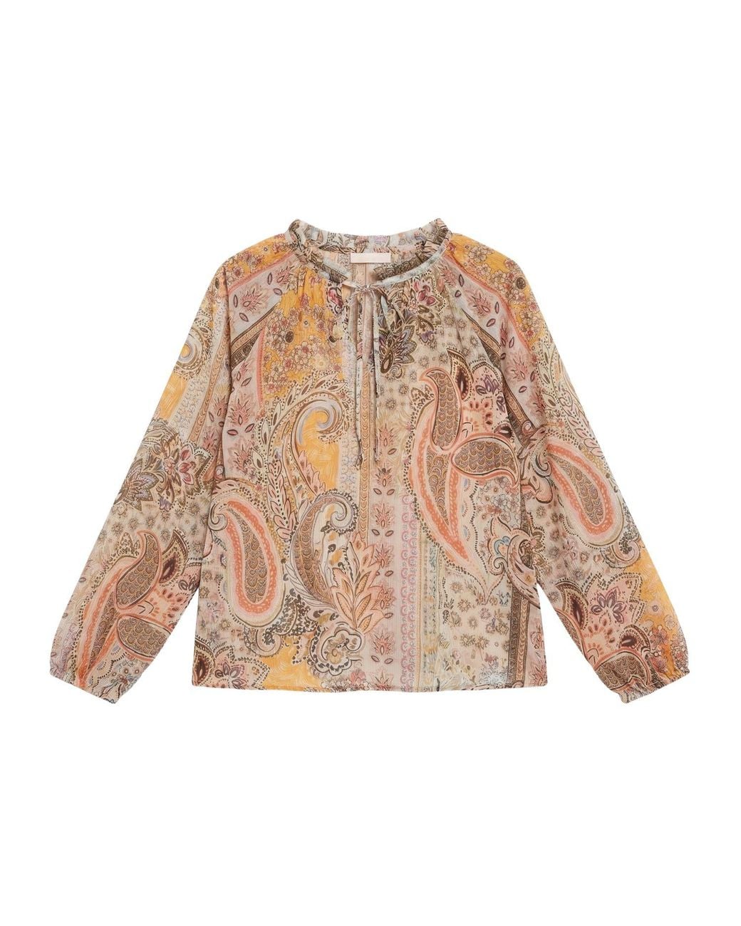 LAtelier London Multicolor Zaya Beige Paisley Print Blouse