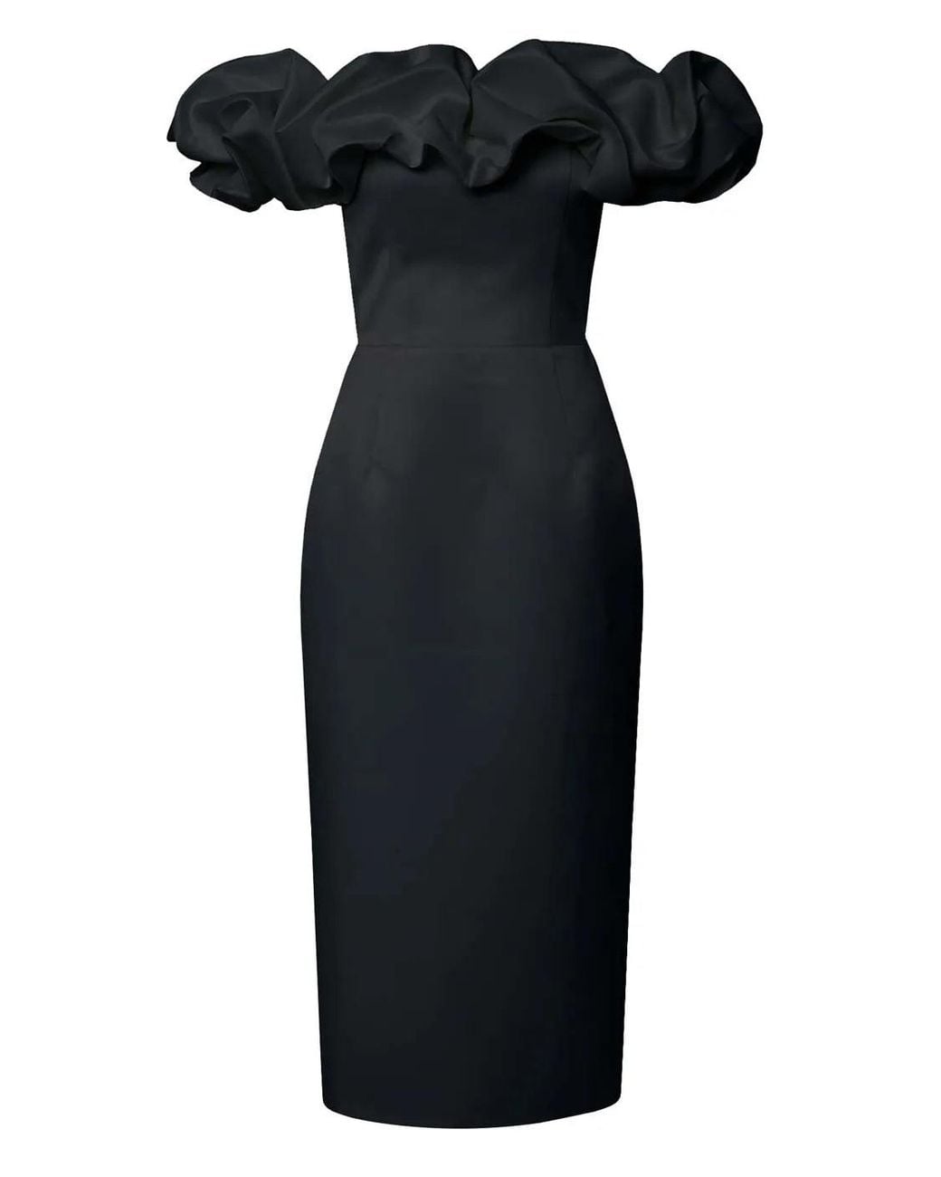 POST MERIDIEM Black Meringue Midi Dress
