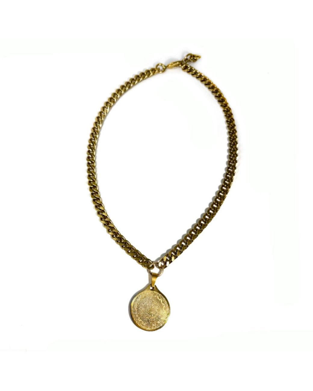 Rachel Nathan Metallic Mayan Calendar Curb Necklace