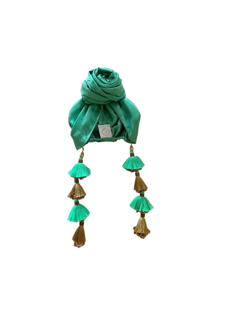 Julia Clancey Green Edith Silk Jade Dorado Reversible Turban