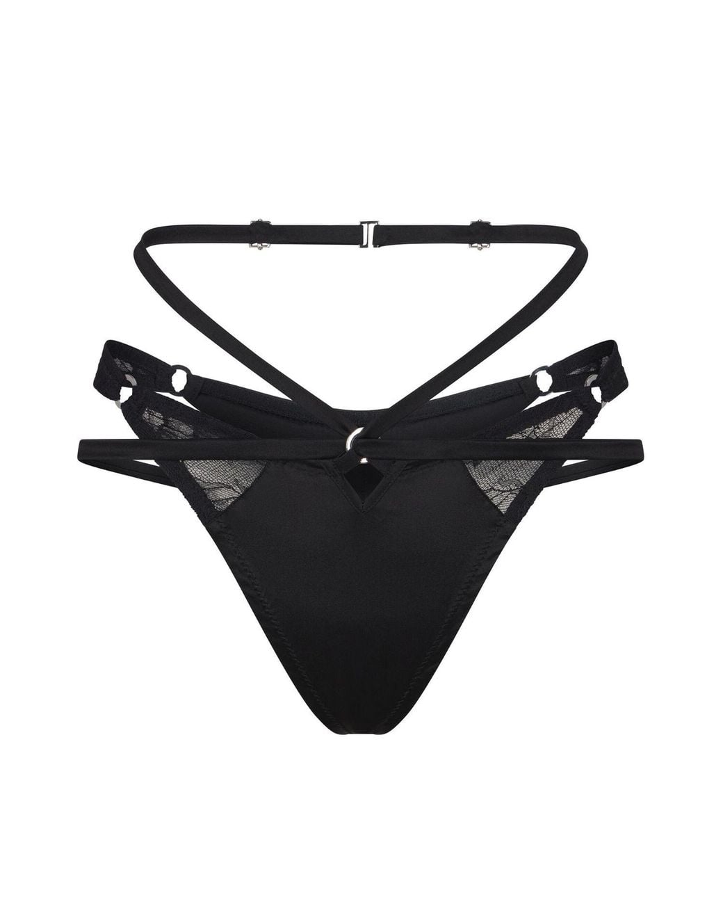 Lunatic Femme Black Ohm High-Leg Silk Thong