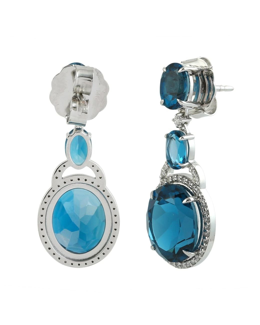 Artisan Blue London Topaz & Diamond Drop Earrings